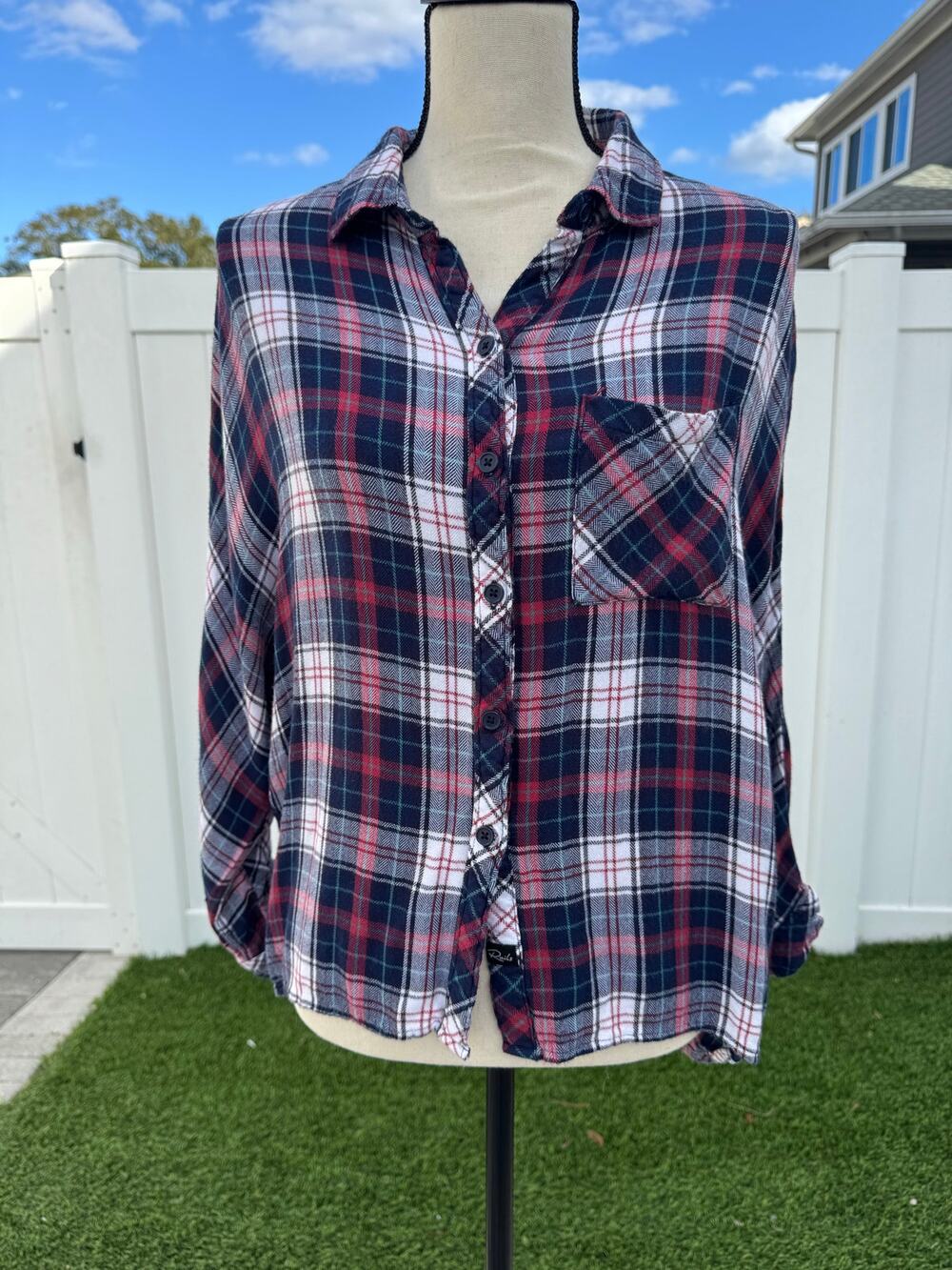 RAILS ELLIS white blush dip dye gauze button down shirt XS